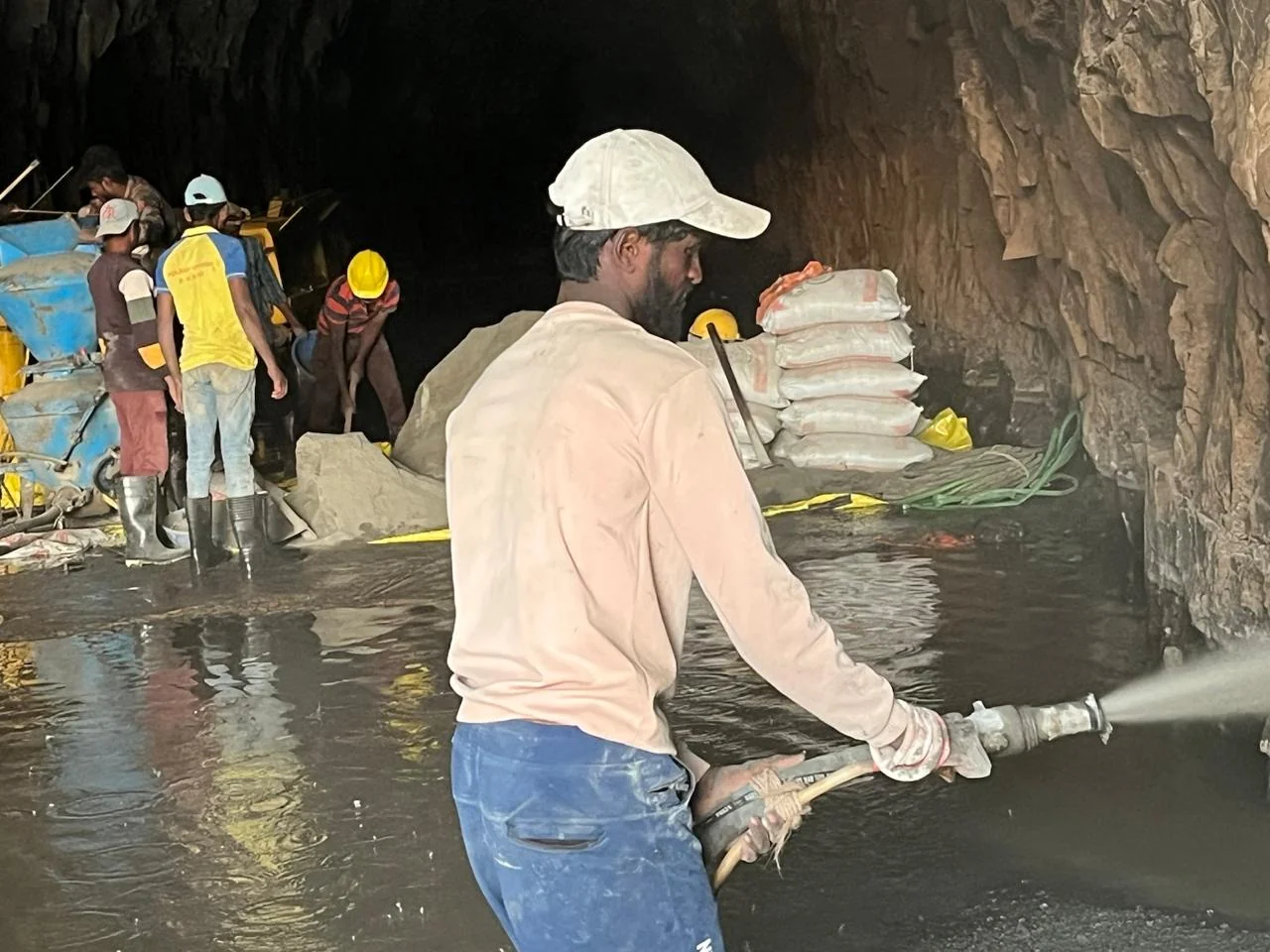 Reinforcement and Guniting Team at Work - Bhoomi Constructions Project Site
